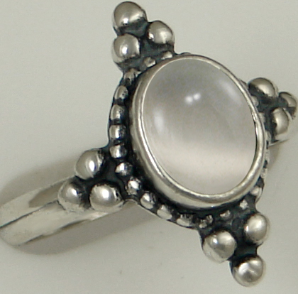 Sterling Silver Gemstone Ring With White Moonstone Size 7